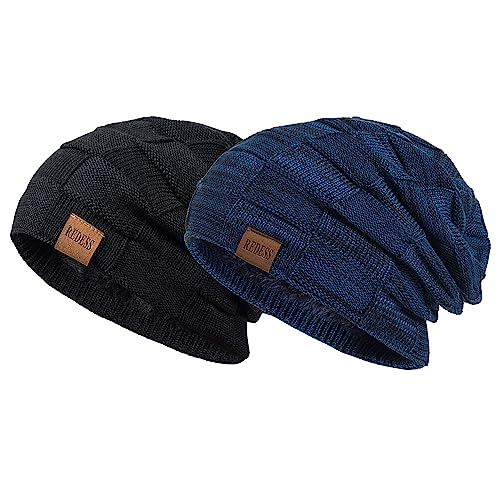 Image of REDESS Beanie Hat for Men and Women Winter Warm Hats Knit Slouchy Thick Skull Cap Acrylic Wool