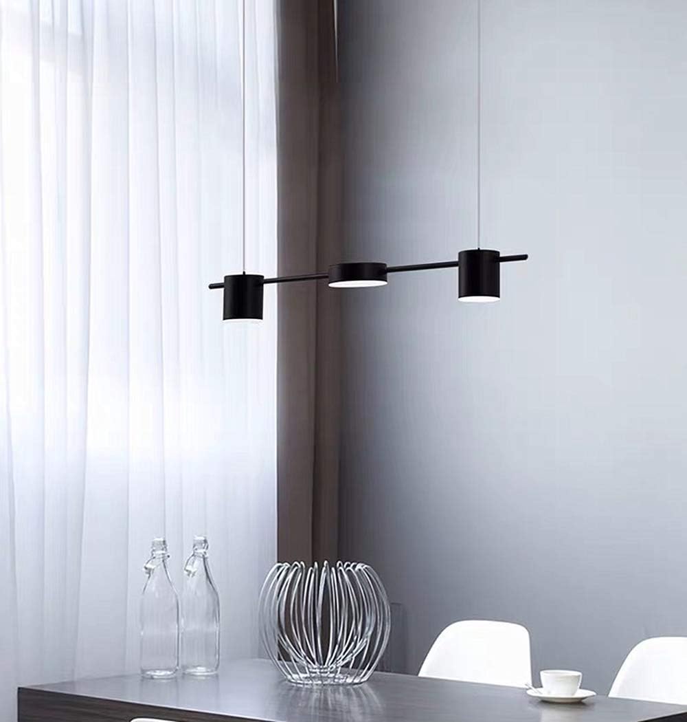 LAKIQ Modern Linear Pendant Lighting Fixture 3/5 Lights LED Chandelier Hanging Ceiling Light for Dining Table Living Room Kitchen Island(Gold,3 Lights,White Light)
