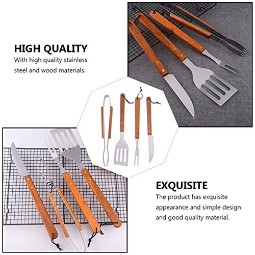 Set 1 pieza de utensilios para barbacoa con mango de madera miniatura 7