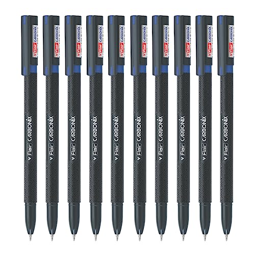 Stylos à bille bleus FLAIR Carbonix pointe moyenne lot de 20