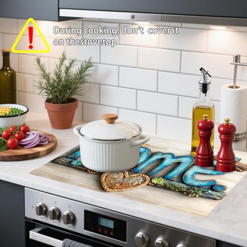 Image of Nuxovilar Stove Top Cover for Electric Stove, 20x28 Inch Polyester Glass Cooktop Protector Home with Heart Ornament Design, for Kitchen Decor & Daily Use