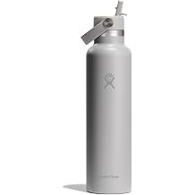 Hydro Flask Water Bottle - Insulated Stainless Steel - Straw Lid, Non Spill, Leakproof 24 Oz Birch Gray