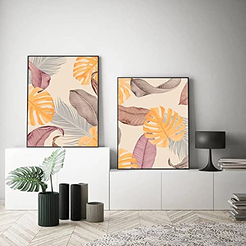 Toile Palm Leaves Boho 50x75cm | Lot de 2 affiches murales monstera sans cadre pour salon