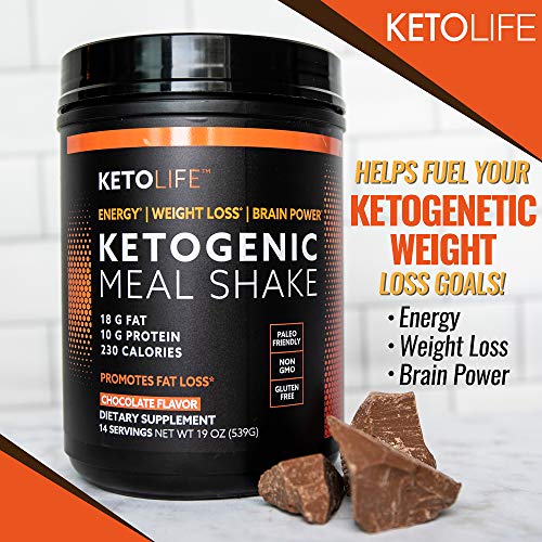 Ketolife Ketogenic Meal Shake, Ketogenic Meal Shake, Supports Energy Levels, Promotes Weight Loss, 14 Servings, Keto And Paleo Friendly, Chocolate Flavor 1.18 Pound #TOP3