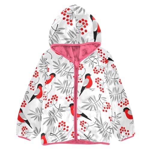 OTVEE Christmas Winter Birds Kids Hoodie Jacket Fall Spring Full Zip Warm Outwear Coat