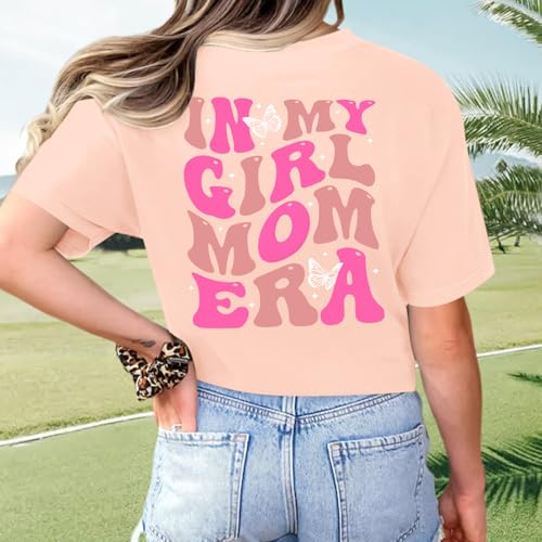 Image of Mama Shirts for Women in My Girl Mom Era Shirt Funny Letter Printed Graphic Tees Casual Tops