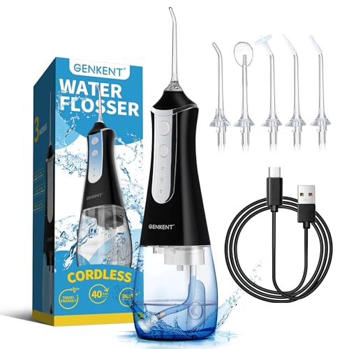 OriginalSourcing Water Flosser for Teeth, Cordless Dental Flosser 3 Modes 5 Tips Rechargeable, Black