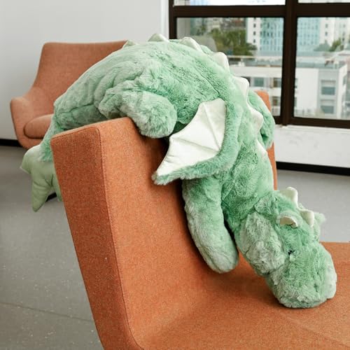Jokapy 70-150 cm Drache de Peluche, Almohada de Peluche Suave y Larga, Enormes Animales de Peluche, Almohada de Peluche Esponjosa, Regalo para Niños y Novias (70 cm, Verde)