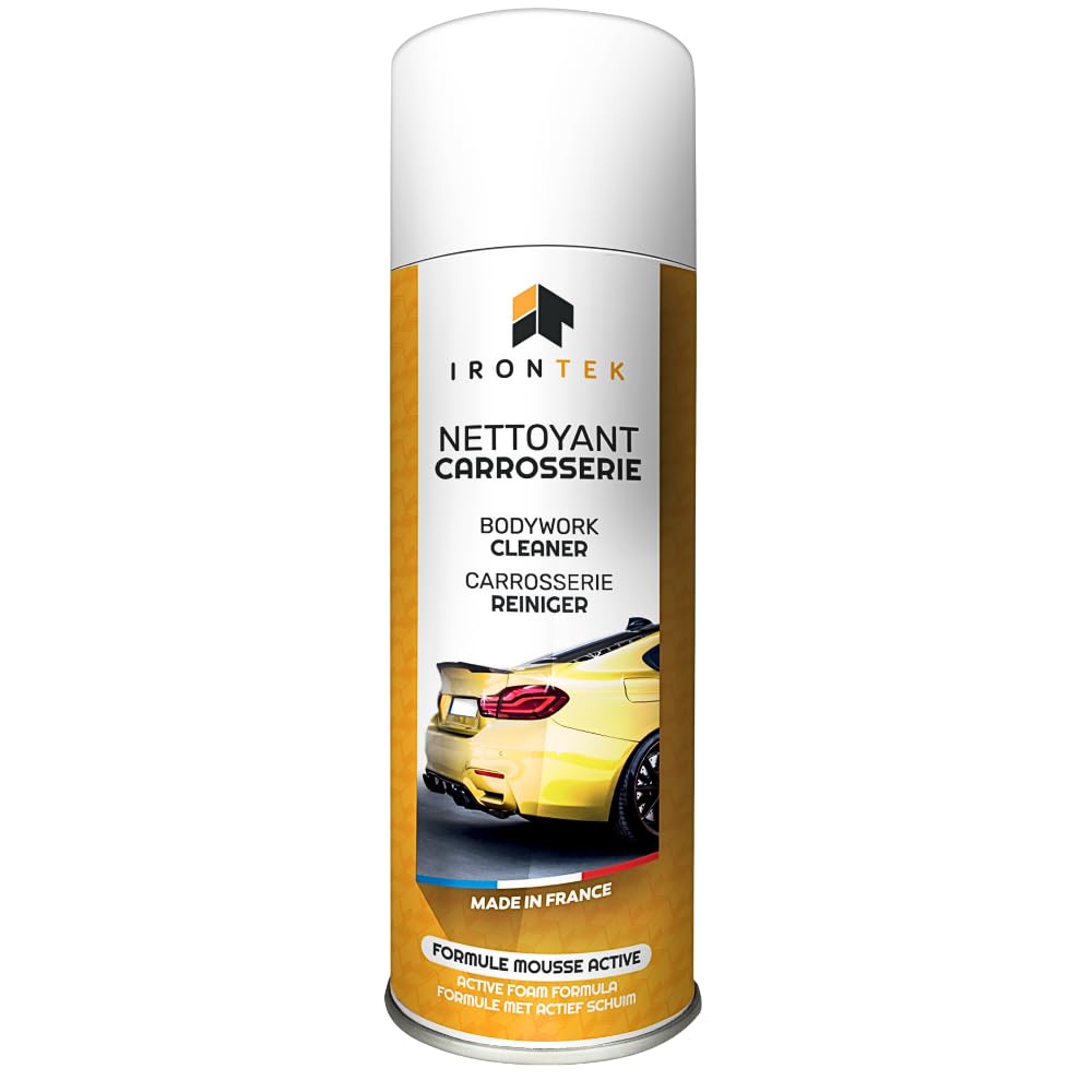 Nettoyant Carrosserie 500ml - IRONTEK | IT231 | Goudron Graisse Pollution Platane | Aérosol Dégraissant | Solvants Naturels | Aucune Trace
