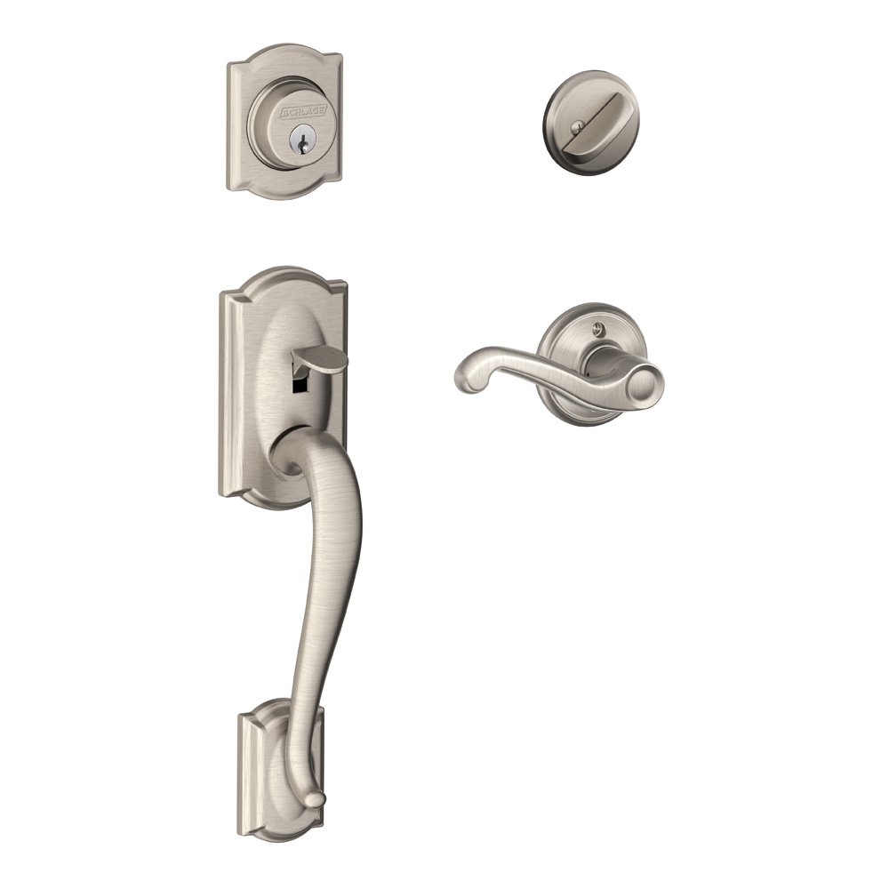 SCHLAGE Camelot Tek Silindirli Tutma Kolu ve Sağ El Flair Kolu, Saten Nikel (F60 CAM 619 FLA RH)
