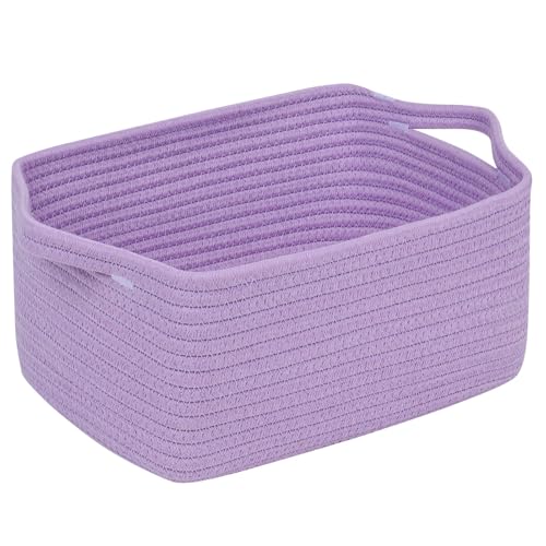 CubesLand Cute and Durable Small Cotton Rope Basket for Organizing, Woven Closet Storage Bin,Shelves Closet Storage Basket, Bathroom Storage Organizer Bin, Nursery Toy Basket Bin, Black Basket