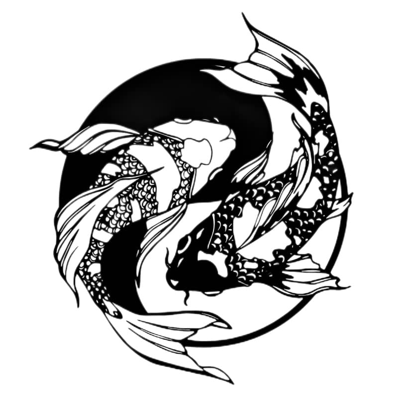 JILIP Koi Fish Metal Wall Art, Yin Yang Fish Metal Wall Hanging Decor, 3D Metal Sign Sculpture, Modern Metal Sign Artwork (Size : 15.8IN/40cm)