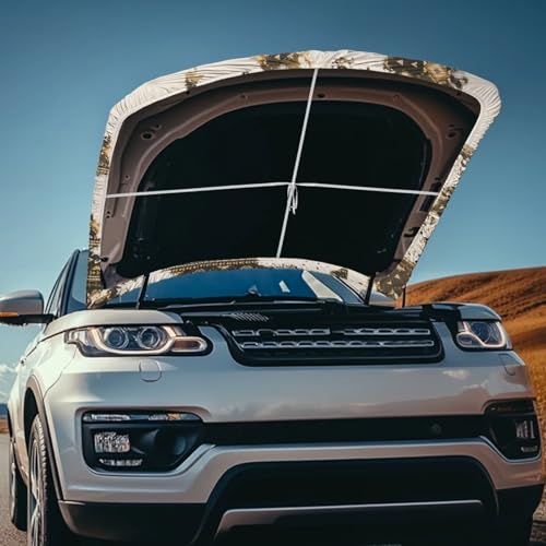 Image of 3.3x5 Ft Sunflower Cow Print Car Hood Cover Polyester Stretch Fabric Car Hood Covers Universal Auto Accessories Suitable Most Automotive Sedans Trucks Pickup SUVs