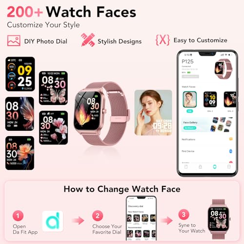 Image of Smart Watch for Women, Answer /Make Call /AI Voice,1.85 inch HD Smartwatch Compatible for iPhone /Samsung /Android,120+Sport Modes Fitness Tracker with Heart Rate /Sleep Monitor, IP68Waterproof (2 Bands)