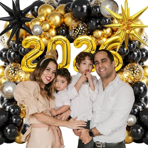 2026 New Year Balloons Happy New Years Eve Party Supplies Black and Gold Balloons New Years Eve Decorations 2026 Foil Balloon for New Year Party Decorations - Image 6