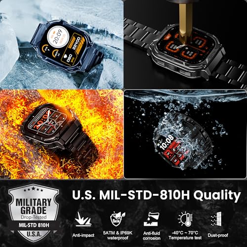 Image of AMAZTIM Smart Watch with GPS - Rugged Outdoor Fitness Watch, 170+ Sports Modes, 5 ATM & IP69K, 15 Days Battery, 1.96 inch AMOLED, Bluetooth Call, for Android & iOS (Includes Silicone & Steel Bands)