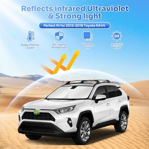 Image of Canvcle Window Shades for 2013-2018 Toyota RAV4 Accessories Windshield Sun Shade Side Rear Window Cover Sunshade Sun Visor Shield Privacy Protection for Camping Keep Vehicle Cool Black 8PCS