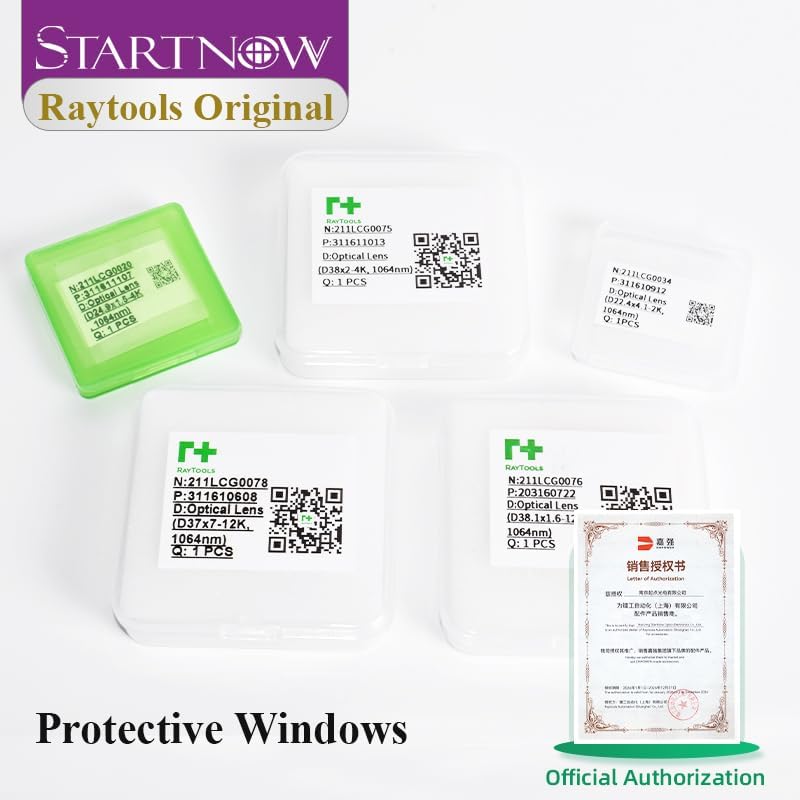 Raytools Original Protective Windows 37x7mm Laser Optical Protection Lens 27.9 * 4.1 0-6KW Fiber Laser Cutting Head Spare Parts (10 PCS, 37x7 15KW)