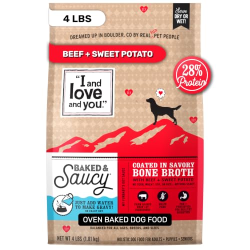 Image of I and Love and You Baked and Saucy Dry Dog Food - Beef + Sweet Potato - Prebiotic + Probiotic, Real Meat, Grain Free, No Fillers, 4lb Bag