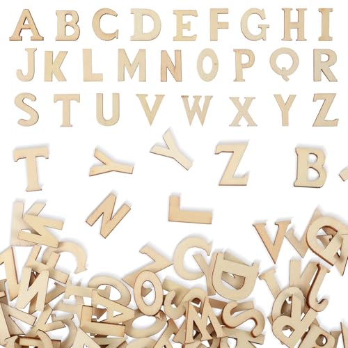 100pcs Small Wooden Letters 0.6inch Mini Wood Letters Unfini