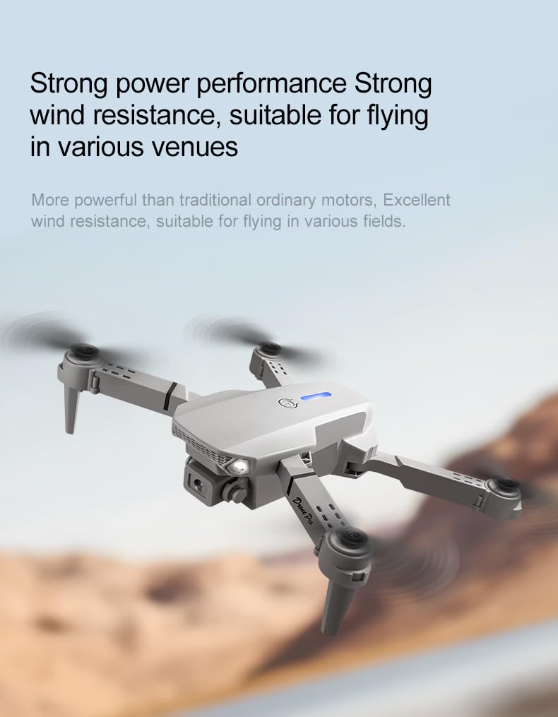 Tiempo de vuelo prolongado Aeronave de control remoto, dron 4K/30 FPS, Cuádruplocoptero plegable con función de retorno automático (Control remoto común + 2 cámaras + 3 baterías)