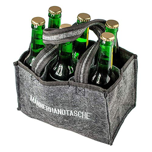Lifeinhome Bierträger aus Filz für 6 Flaschen, Männerhandtasche Bier, Flaschenträger aus Stoff, Flaschenträger für Sixpack Cover
