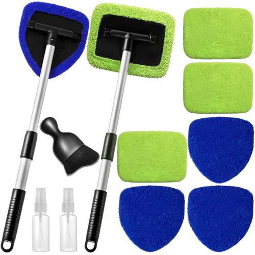 Qydipclin 11pcs Windshield Cleaner Tool, Car Window Cleaning Wash Kit with 6 Reusable Microfiber...