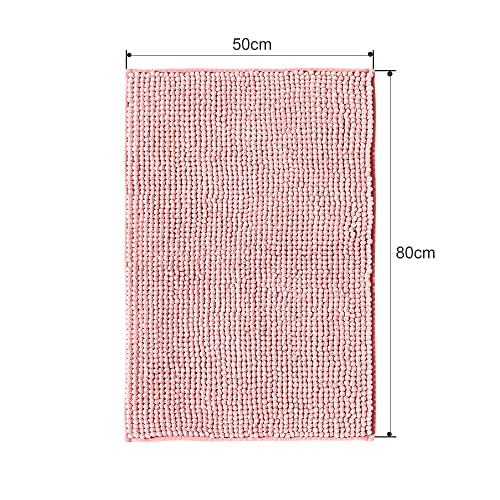 Decomira Non-Slip Chenille Bath Mat, Pink, 50 x 80 cm (2 pieces) - Image 3