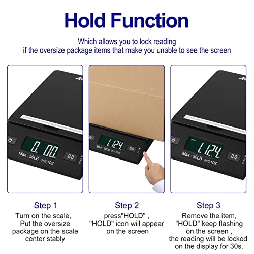 accuteck 50 lb all-in-one black digital shipping postal scale with adapter w-8250-50b