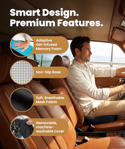 Image of Everlasting Comfort Doctor Recommended Memory Foam Seat Cushion for Office Chairs & Car - Ergonomic Office Desk Accessories - Cushions for Tailbone Pain Relief, Sciatica (Black Airflow, Large)