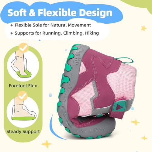Image of Mishansha Kids Water Resistant Hiking Boots, Boys Girls Anti Collision Anti-Skid Athletic Outdoor Ankle Adventure Trekking Shoes