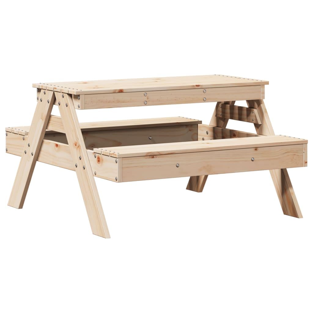 Tavolo da picnic per bambini in legno di pino massiccio, 88 x 97 x 52 cm, resistente alle intemperie e robusto, ideale come tavolo da giardino, tavolo da terrazza, tavolo da balcone per