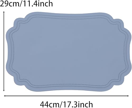 Miniatura 3 de XINYUN Juego de 6 manteles individuales de cuero sintético azul para mesa de comedor, lavables, resistentes al calor, antideslizantes, impermeables,
