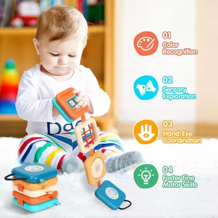 Image of Bliss HUES6-in-1 Foldable Baby Sensory Busy Cube - Detachable Montessori Activity Block- Fine Motor Skills Travel Learning Toy for Toddlers Infants (Foldable)