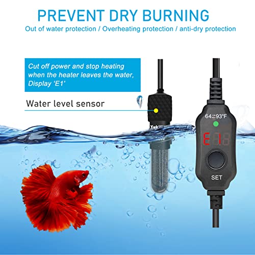 YukiHalu Small Submersible Aquarium Heater, Mini Fish Tank Heater 25W 50W 100W 200W with Built-in Thermometer, External… - Image 6