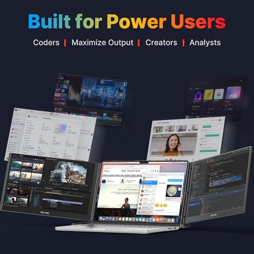 Image of New Mobile Pixels Trio 3 Pro Triple Portable Monitor, 14.1 inch QHD 1400P Monitor with Built-in Kickstand, Expand to Triple Screens with USB-C, 65W Pass-Through Charging, Compatible with Mac & Windows