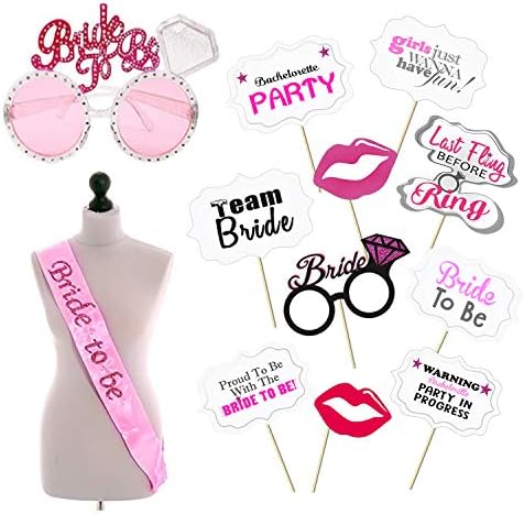 Party Propz Bride to Be Props - 12pcs, Bride to Be Decoration | Bachelorette Party Props | Bride to Be | Bride to Be Sash | Bridal Shower Decorations Kit | Bride Essentials for Wedding, Bachelor Party