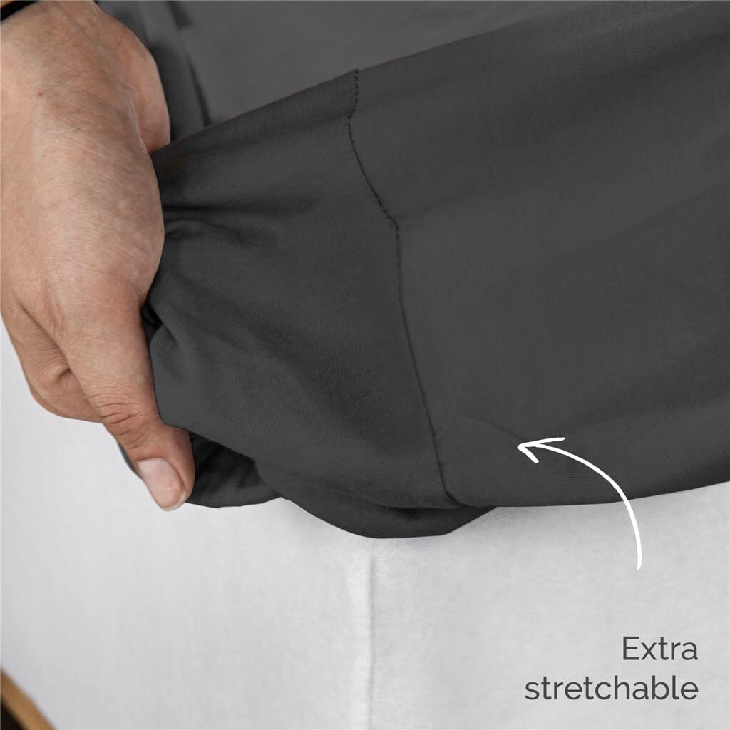Walra Jersey Fitted Sheet, 140 x 200 cm, 100% Cotton, for the Mattress Soft Feel, Wrinkle Resistant, Anthracite - Image 4