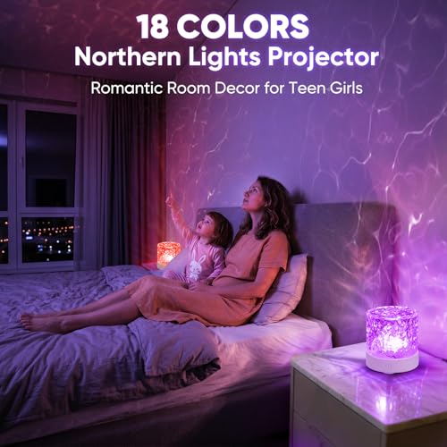 Image of YXQUA Northern Lights Ocean Wave Projector Light, Galaxy Light Projector, 16 Colors Gradual Rotating Water Ripple Ambient Light Non-Wood, Aurora Projector for Sleeping, Home Theater, Party (Plug in)