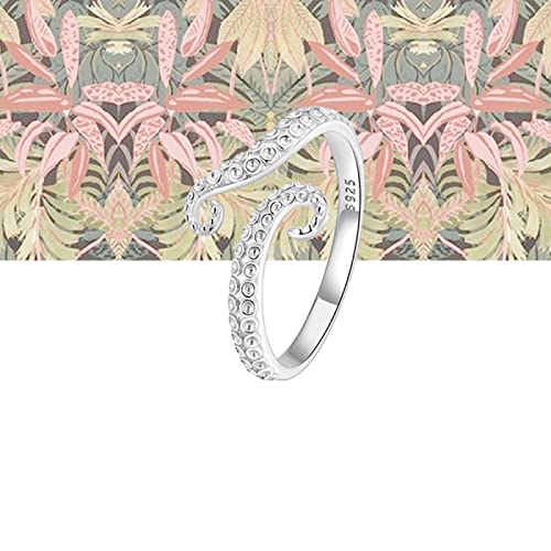 Bague Ouverte en Argent 925 style Feng Shui et anneau de tentacule de poulpe réglable pour homme