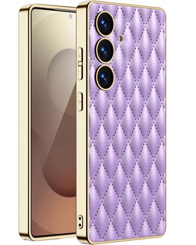 Étui pour S25 Plus en cuir fin Miimall violet avec protection caméra