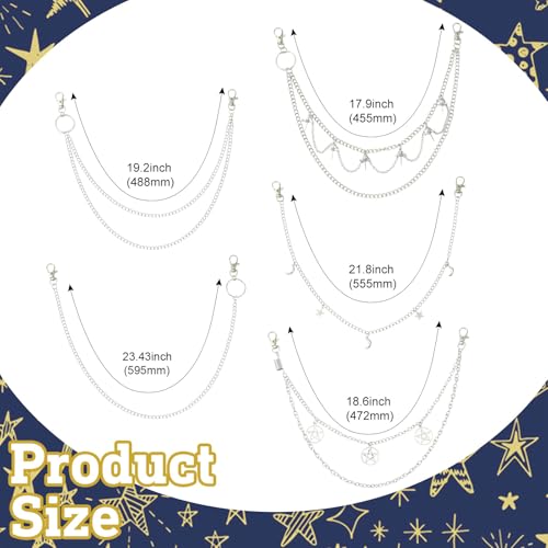 LiQunSweet 5 Styles Punk Style Chain Belt Jeans Pants Pocket Waist Multi-Layer Hip Hop Metal Wallet Belt Chain for Men Women2