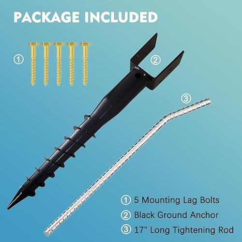 Miniatura 7 de Furnishh Anclaje de tierra sin excavación - Estaca de poste modelo U de 27 pulgadas para buzón y postes de valla, color negro