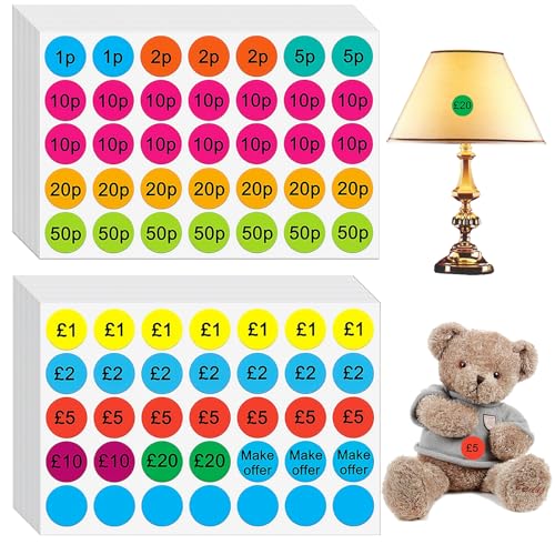 Wonninek 40Sheets Removable Price Stickers 1p-20 Pricing Sheets for Garage Sale | Pre-Printed Pricing Labels| Waterproof No-Residue Tags for Retail Flea Markets & Organising