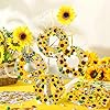Hollowfly 48 Sets Sunflower Craft Kits DIY Spring Wreath Hanging Ornaments Make Your Own Paper Summer Craft with Bee Daisy Stickers for Home Summer Activities Party Decor #4
