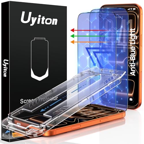 Uyiton Compatible with iPhone 17 Pro Max Screen Protector (Anti-Blue Light) - [Easy to Install] Shatterproof Full Coverage [Case Friendly] 9H Tempered Glass Screen Protector for 17 Pro Max 2 Pack