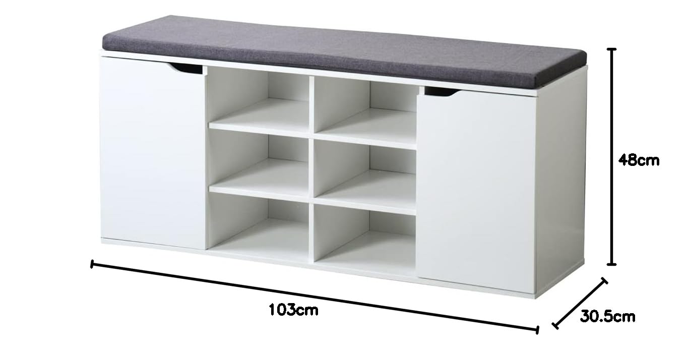 Kesper | Schuhschrank mit Sitzkissen, Material: Faserplatte, Maße: B103,5 x H48 cm x L29,5 cm, Farbe: Weiß | 15918 13