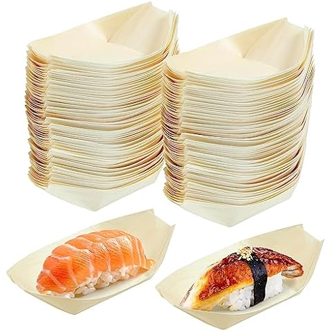 DOITOOL 100 Pcs Wooden Sushi Serving Tray Cover