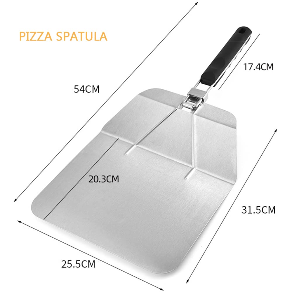 Klickschaufel aus rostfreiem Stahl mit kostenlosen Pizza -Rädern, Pizzaschaufelpaddel mit faltbarem Griff für einfache Lagerung, Premium -Pizza -Turner,B