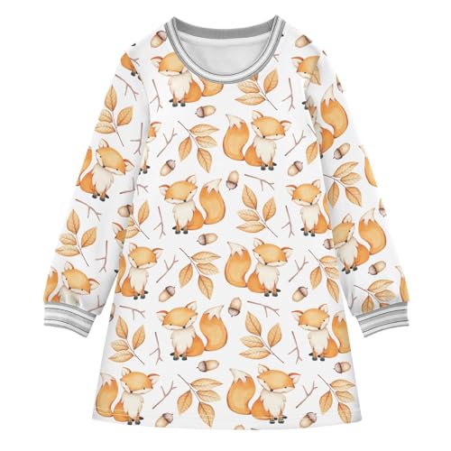 Girls Dresses Toddler Girl Clothes Fox Forest Cone Winter Casual Long Sleeve for Kids 2-8 Years